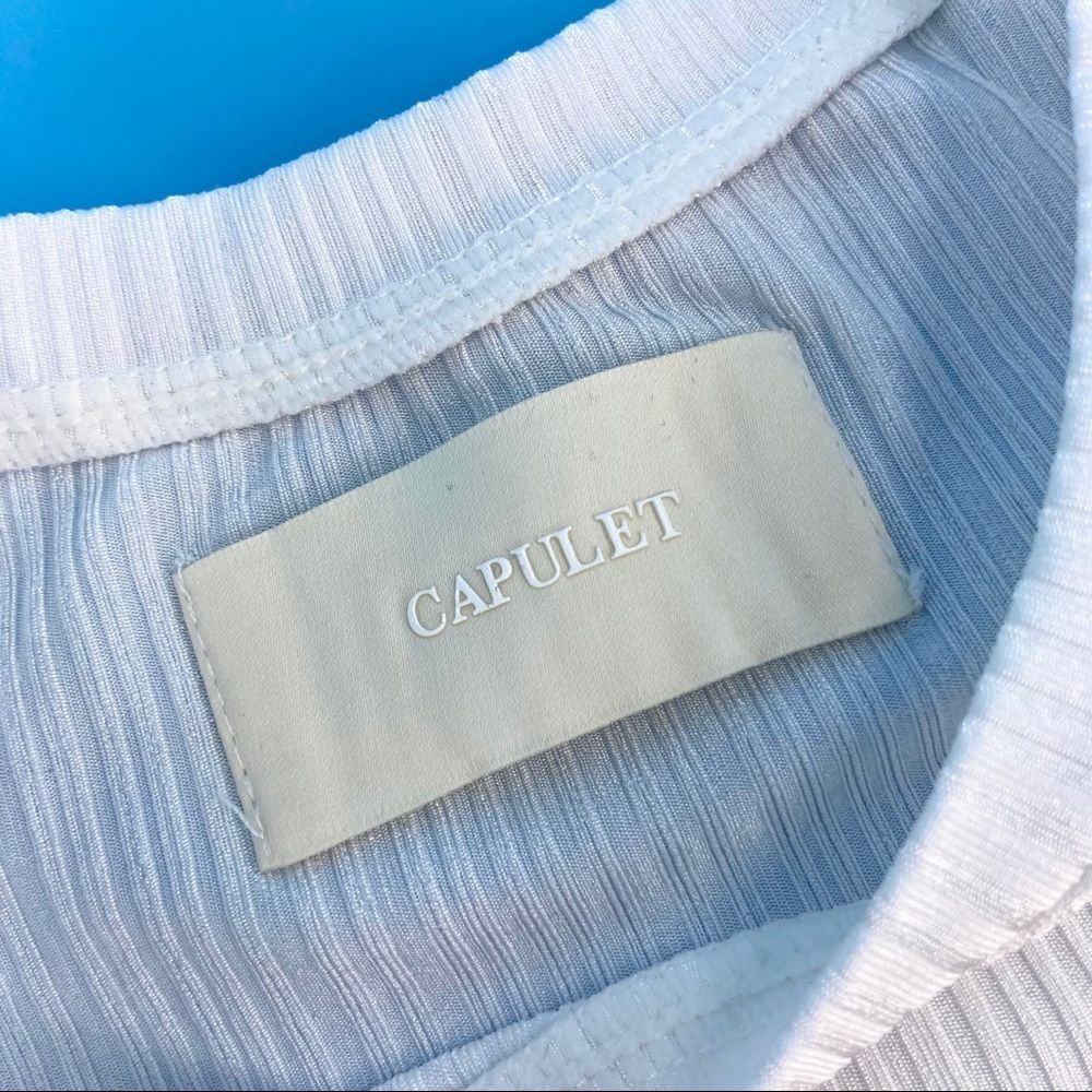 Capulet Jasmine White Ribbed Shiny Baby Tee Small NEW - Picture 5 of 12